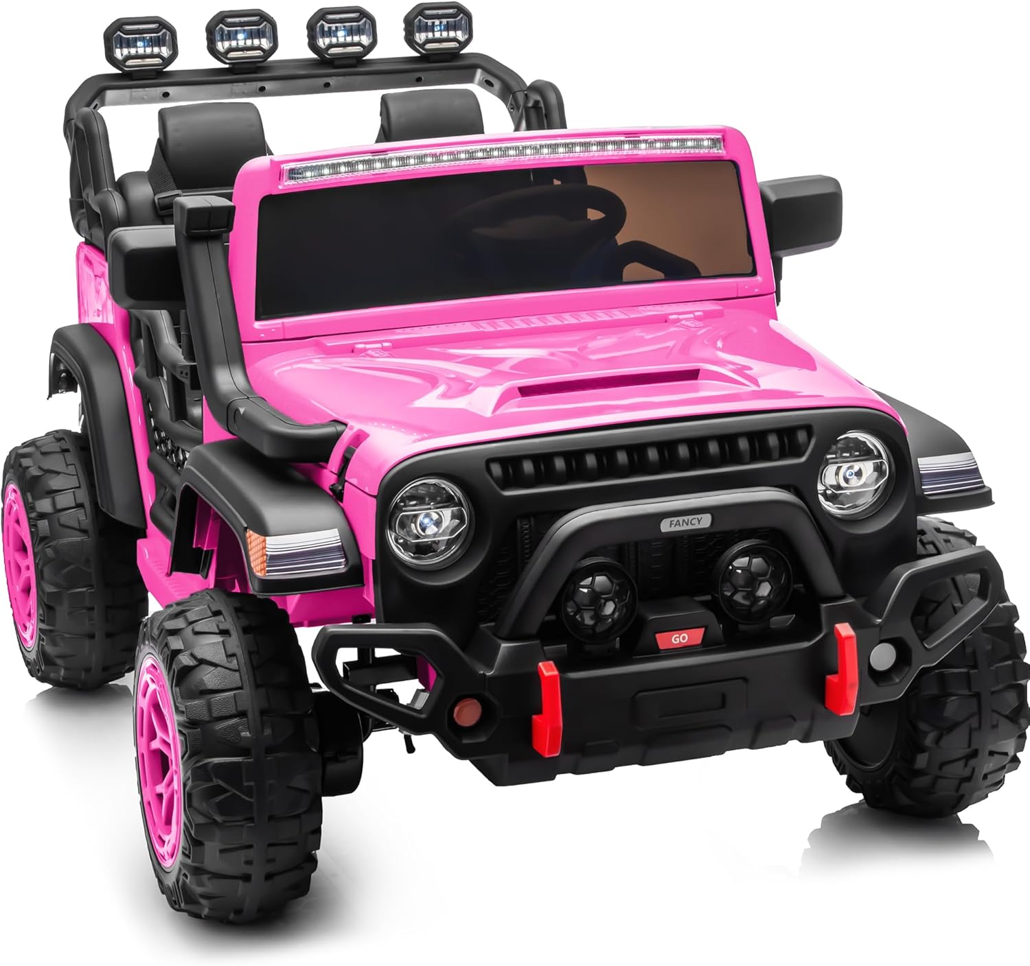 Seater Electric Ride on Car Truck, 24V 4x4 Ride on Toy for Kids 4-8 with Remote Control, EVA Tires - Pink