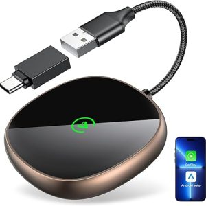 Wireless Carplay Adapter for iPhone & Android Auto 2-in-1, Stable, Plug & Play Low Delay Carplay Wireless Adapter Convert Wired to Wireless Apple Car Play Dongle for iOS 10+/Android 11+(Titanium)